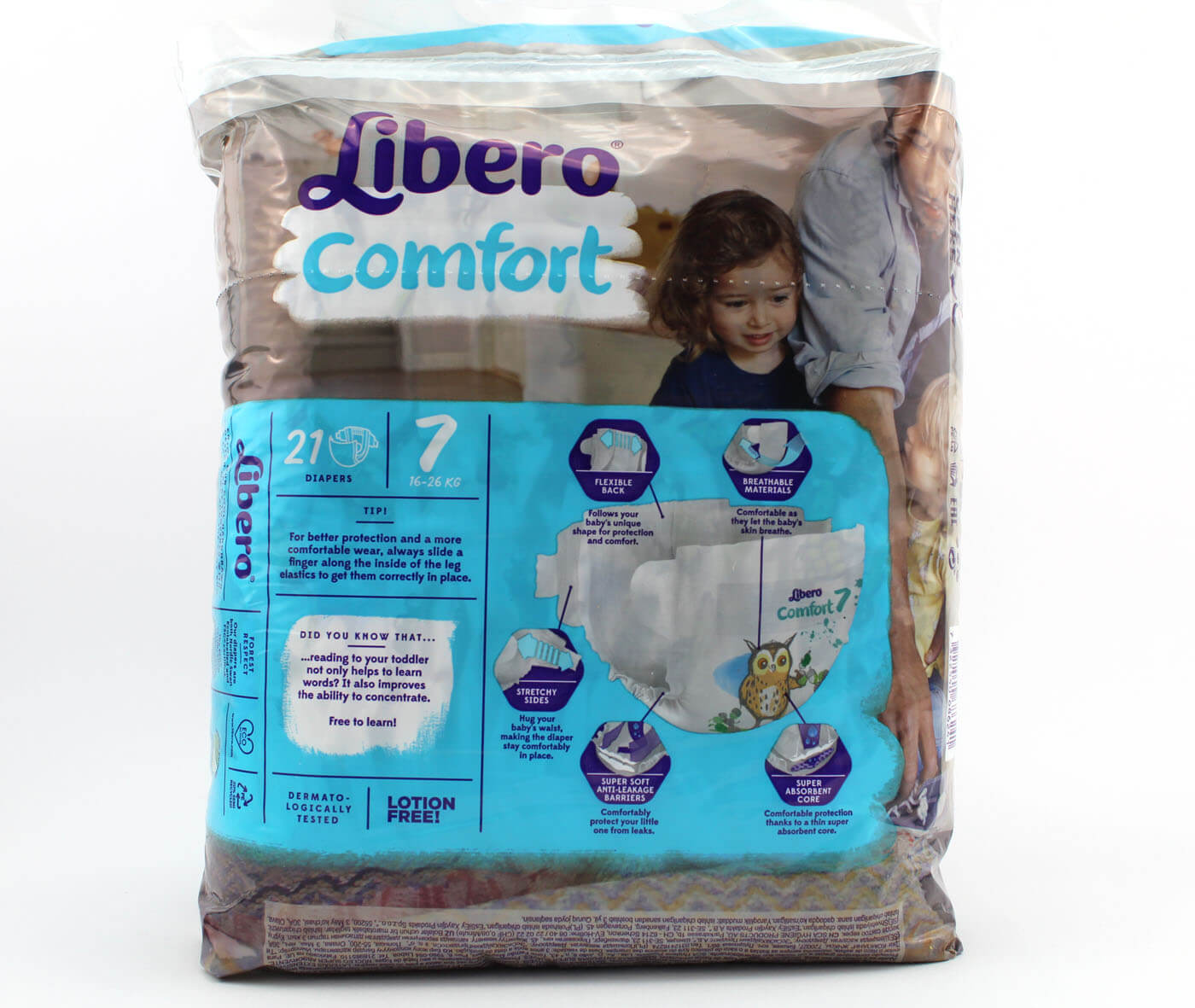 Baby Lino Pannolini Libero Comfort XLarge Taglia 7 - Per Bambini 16-26 Kg, Confezione Da 21 Traspiranti Anti Perdite